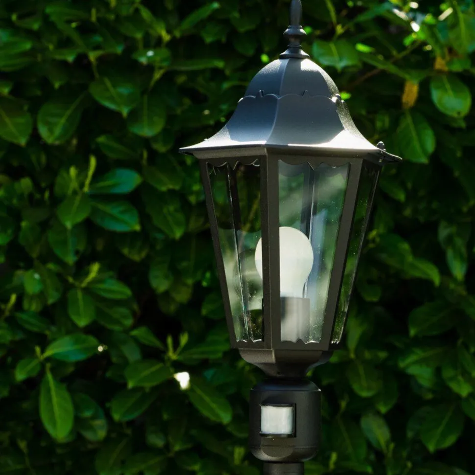Lampadaire Exterieur Bristol Noir, 1 Lumiere, Detecteur De Mouvement