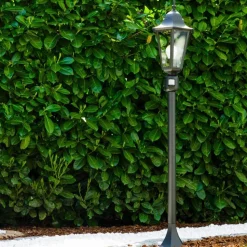Lampadaire Exterieur Bristol Noir, 1 Lumiere, Detecteur De Mouvement
