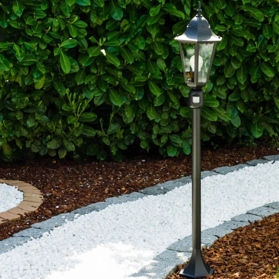 Lampadaire Exterieur Bristol Noir, 1 Lumiere, Detecteur De Mouvement