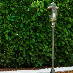 Lampadaire Exterieur Bristol Or, Laiton, 1 Lumiere, Detecteur De Mouvement