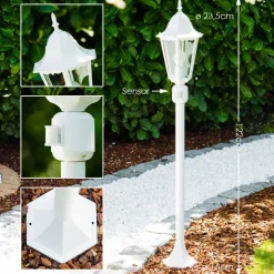 Lampadaire Exterieur Bristol Blanc, 1 Lumiere, Detecteur De Mouvement