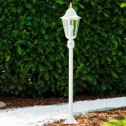 Lampadaire Exterieur Bristol Blanc, 1 Lumiere, Detecteur De Mouvement