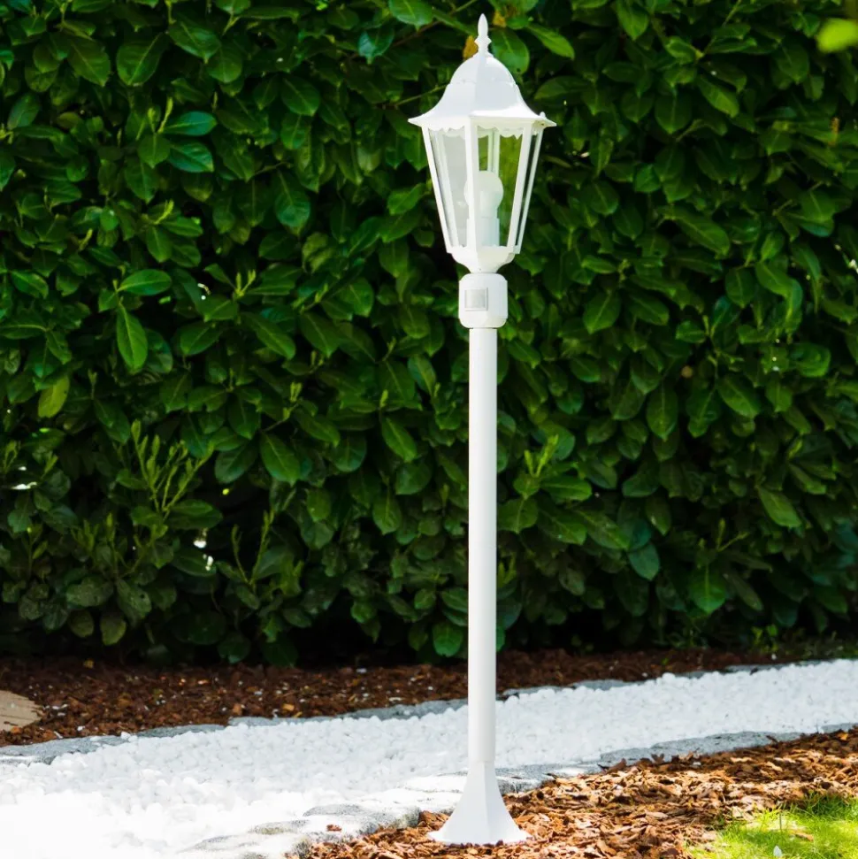 Lampadaire Exterieur Bristol Blanc, 1 Lumiere, Detecteur De Mouvement