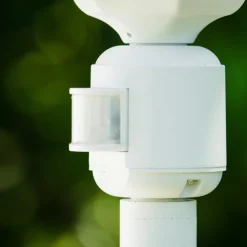 Lampadaire Exterieur Bristol Blanc, 1 Lumiere, Detecteur De Mouvement