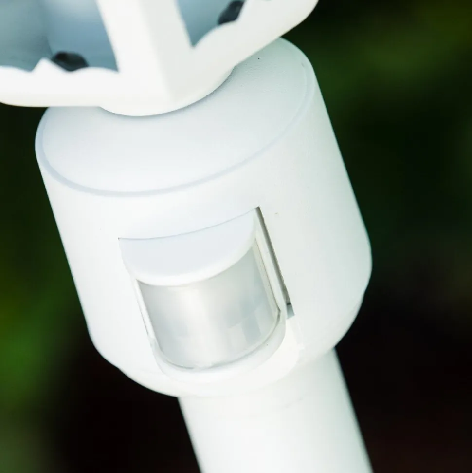 Lampadaire Exterieur Bristol Blanc, 1 Lumiere, Detecteur De Mouvement