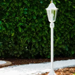 Lampadaire Exterieur Bristol Blanc, 1 Lumiere, Detecteur De Mouvement