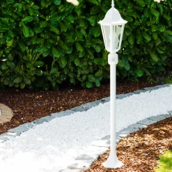 Lampadaire Exterieur Bristol Blanc, 1 Lumiere, Detecteur De Mouvement