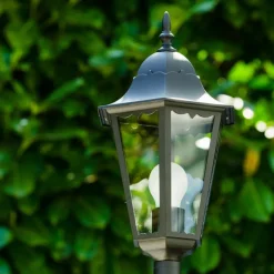 Lampadaire Exterieur Bristol Noir, Transparent, 1 Lumiere