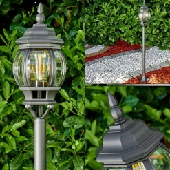 Lampadaire Exterieur Lentua Noir, 1 Lumiere