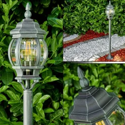 Lampadaire Exterieur Lentua Vert, Noir, 1 Lumiere