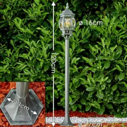 Lampadaire Exterieur Lentua Vert, Noir, 1 Lumiere