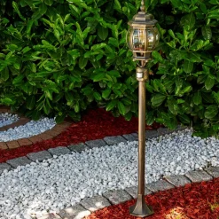 Lampadaire Exterieur Lentua Brun Dore, 1 Lumiere, Detecteur De Mouvement