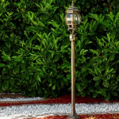 Lampadaire Exterieur Lentua Brun Dore, 1 Lumiere, Detecteur De Mouvement