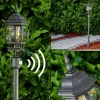 Lampadaire Exterieur Lentua Noir, 1 Lumiere, Detecteur De Mouvement