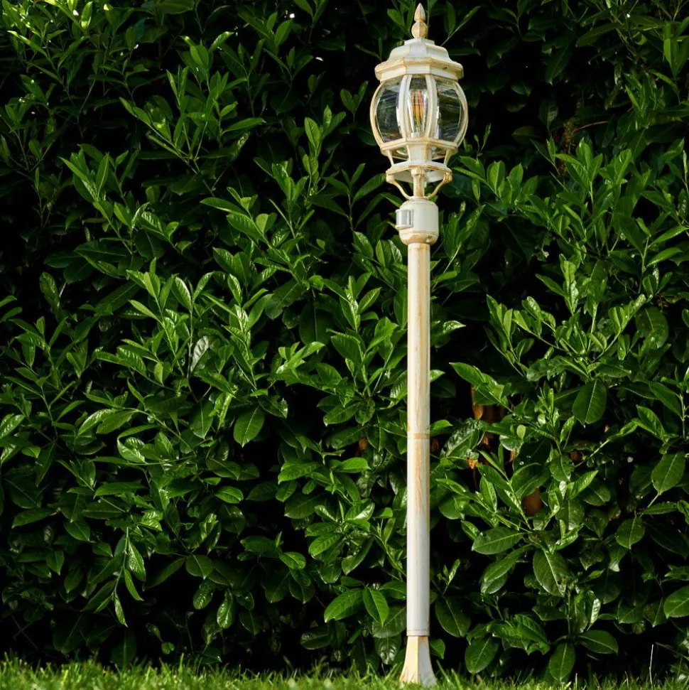 Lampadaire Exterieur Lentua Or, Blanc, 1 Lumiere, Detecteur De Mouvement