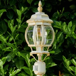 Lampadaire Exterieur Lentua Or, Blanc, 1 Lumiere, Detecteur De Mouvement