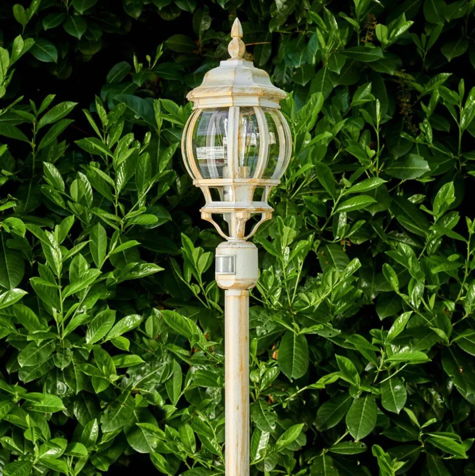 Lampadaire Exterieur Lentua Or, Blanc, 1 Lumiere, Detecteur De Mouvement