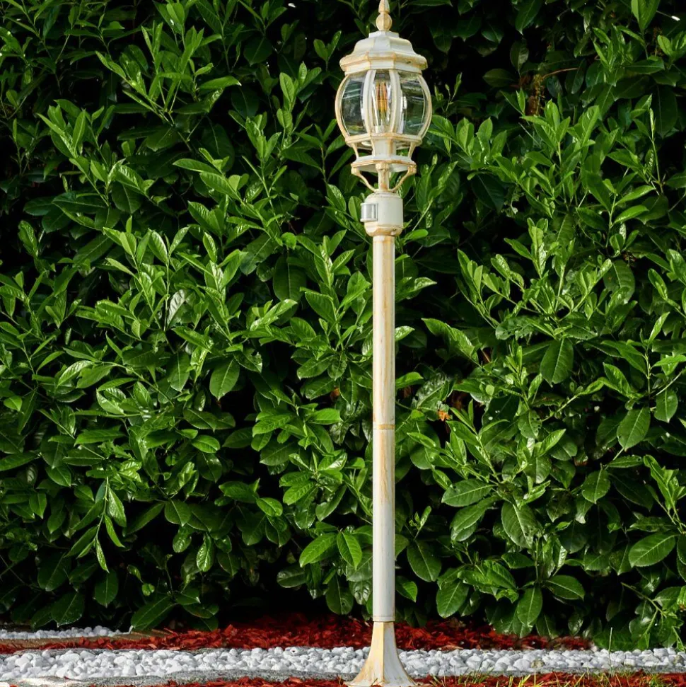 Lampadaire Exterieur Lentua Or, Blanc, 1 Lumiere, Detecteur De Mouvement