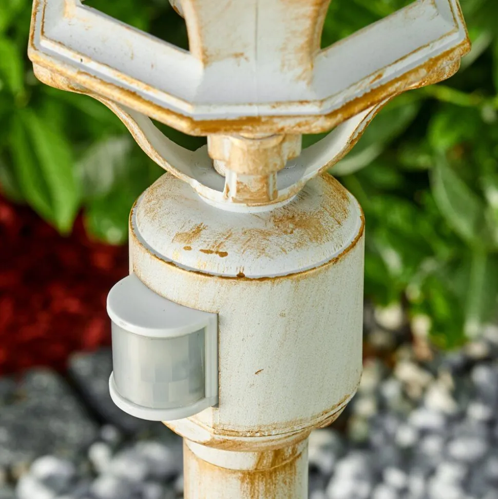 Lampadaire Exterieur Lentua Or, Blanc, 1 Lumiere, Detecteur De Mouvement