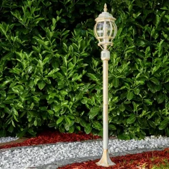 Lampadaire Exterieur Lentua Or, Blanc, 1 Lumiere, Detecteur De Mouvement