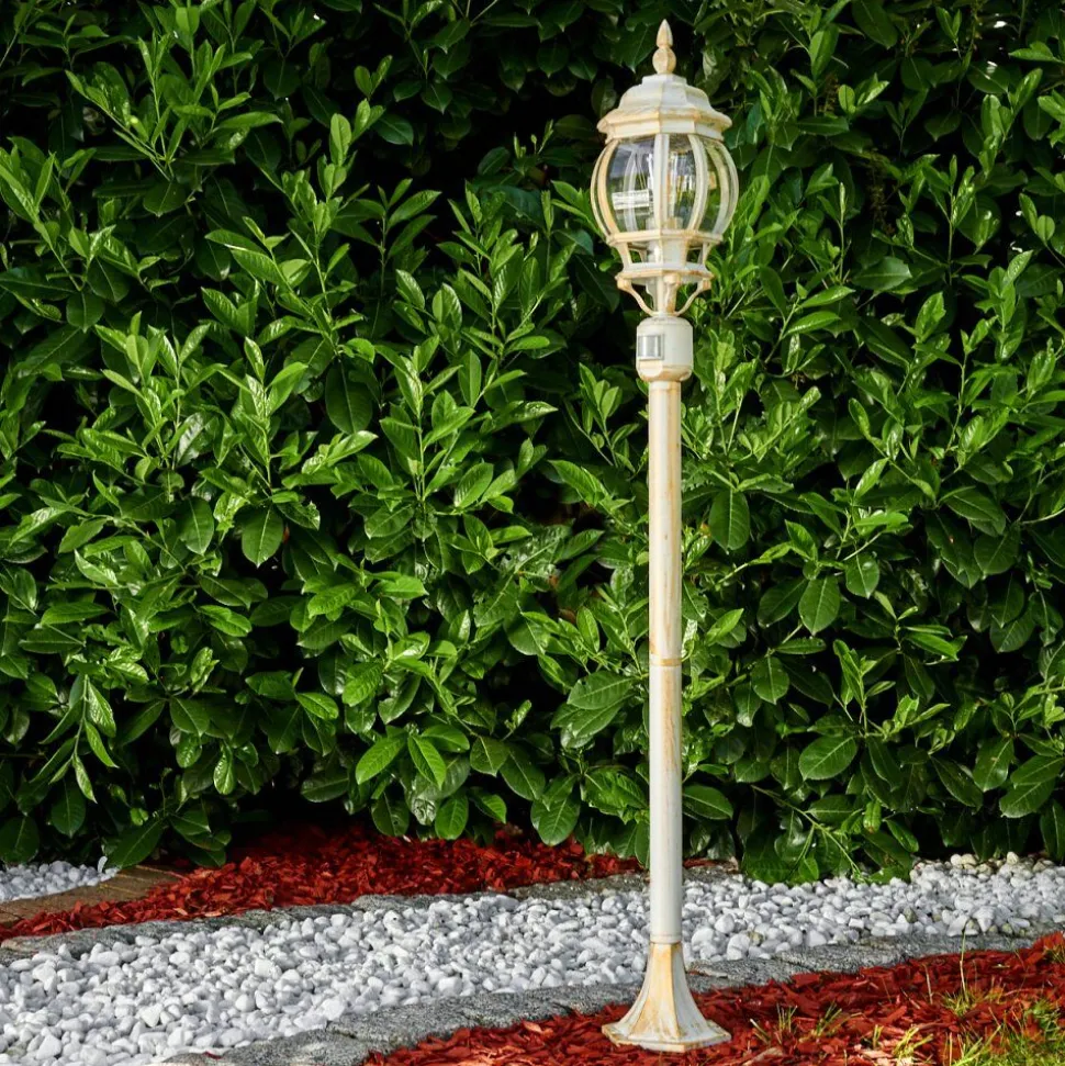 Lampadaire Exterieur Lentua Or, Blanc, 1 Lumiere, Detecteur De Mouvement