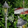 Lampadaire Exterieur Lignac Noir, Argente, 1 Lumiere, Detecteur De Mouvement
