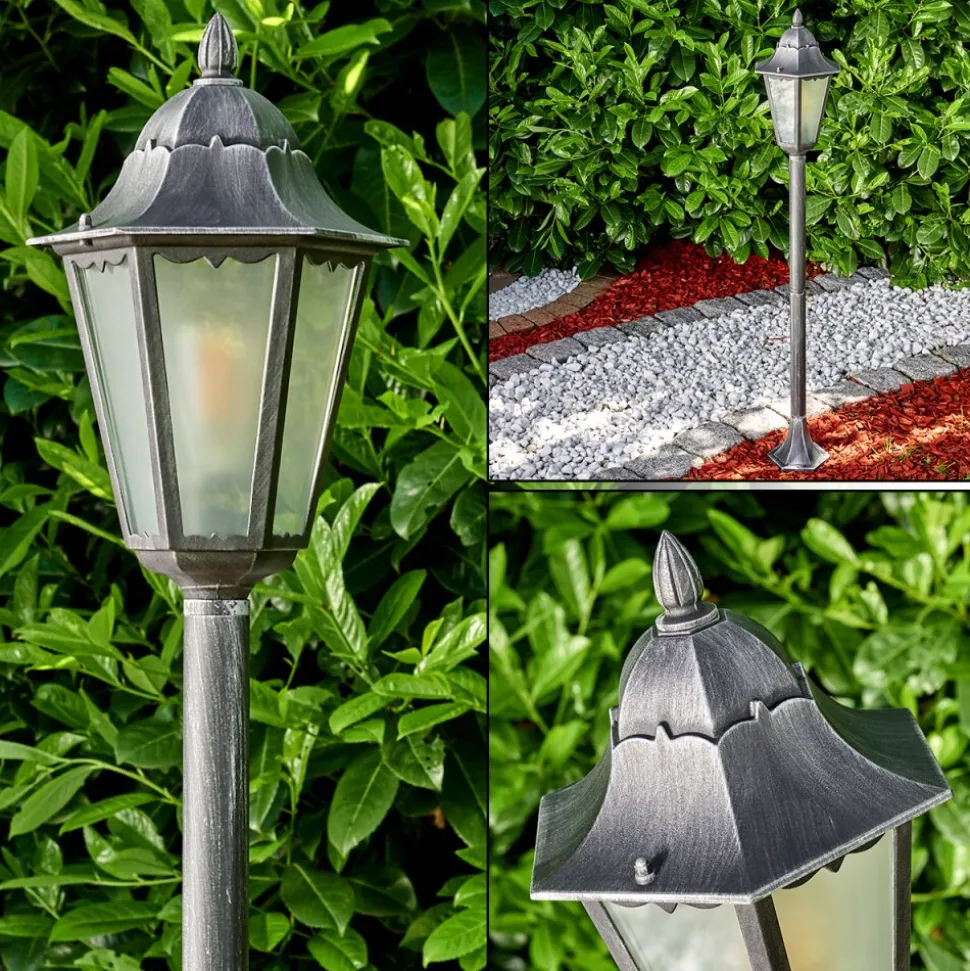 Lampadaire Exterieur Lignac Noir, Argente, 1 Lumiere