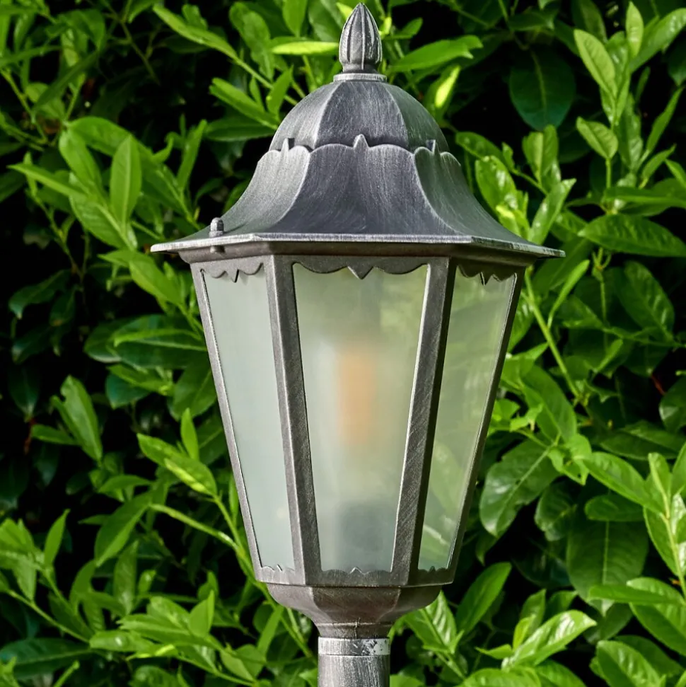 Lampadaire Exterieur Lignac Noir, Argente, 1 Lumiere