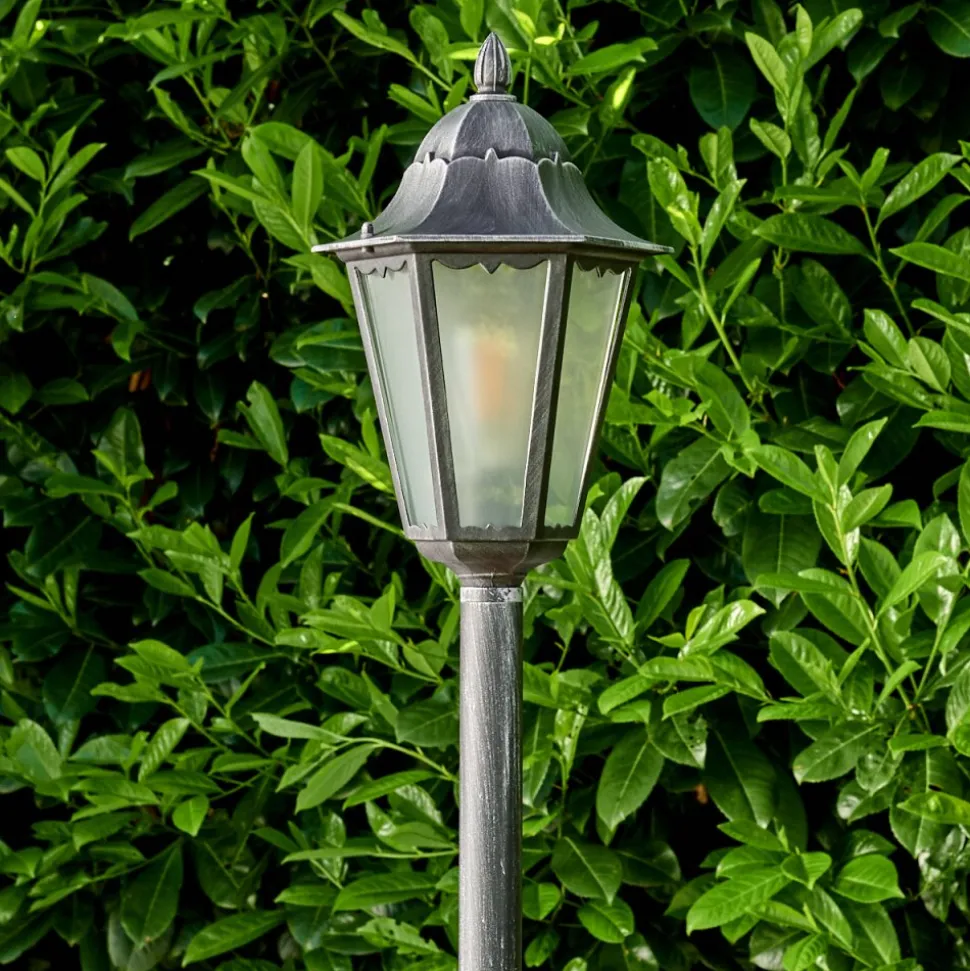 Lampadaire Exterieur Lignac Noir, Argente, 1 Lumiere