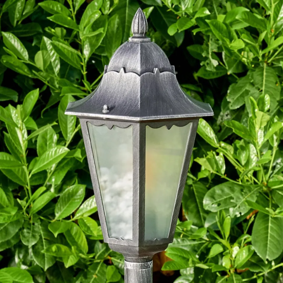 Lampadaire Exterieur Lignac Noir, Argente, 1 Lumiere