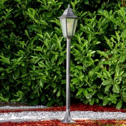 Lampadaire Exterieur Lignac Noir, Argente, 1 Lumiere