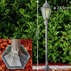 Lampadaire Exterieur Lignac Noir, Argente, 1 Lumiere, Detecteur De Mouvement