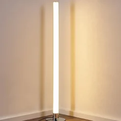 Lampadaire Flaut Led Chrome, 1 Lumiere, Telecommandes, Changeur De Couleurs