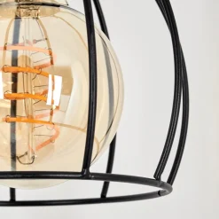 Lampadaire Gondo Bois Clair, Noir, 2 Lumieres