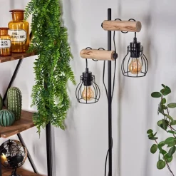 Lampadaire Gondo Ecru, Noir, 2 Lumieres