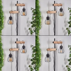 Lampadaire Gondo Ecru, Noir, 2 Lumieres