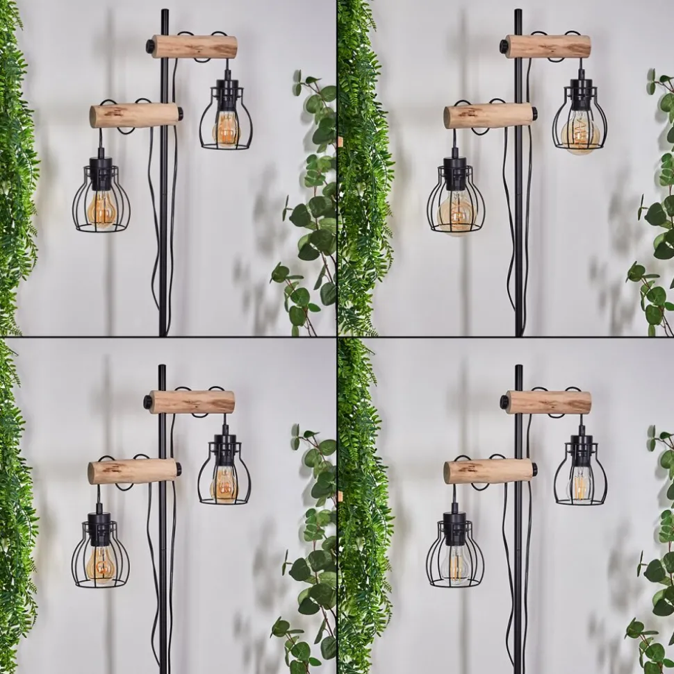 Lampadaire Gondo Ecru, Noir, 2 Lumieres