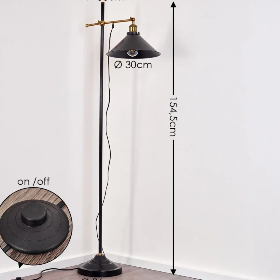 Lampadaire Gudem Noir Dore, 1 Lumiere