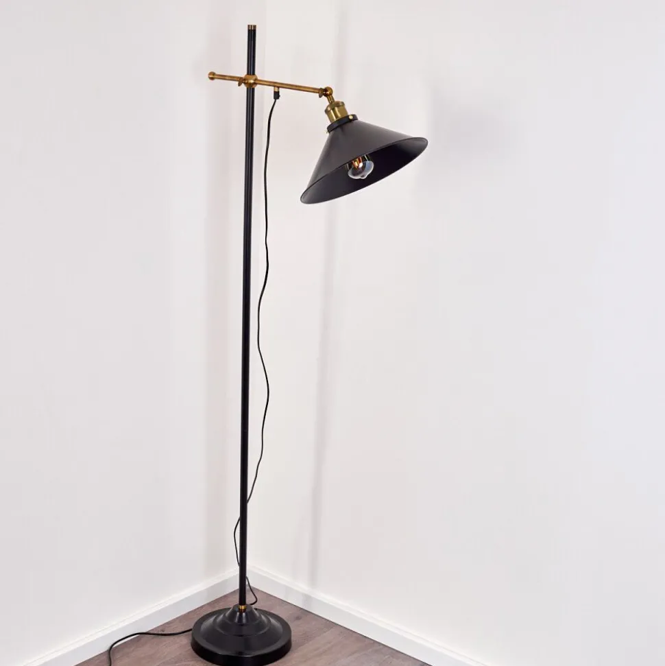 Lampadaire Gudem Noir Dore, 1 Lumiere