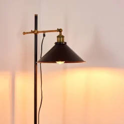 Lampadaire Gudem Noir Dore, 1 Lumiere