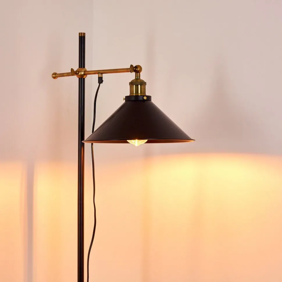 Lampadaire Gudem Noir Dore, 1 Lumiere