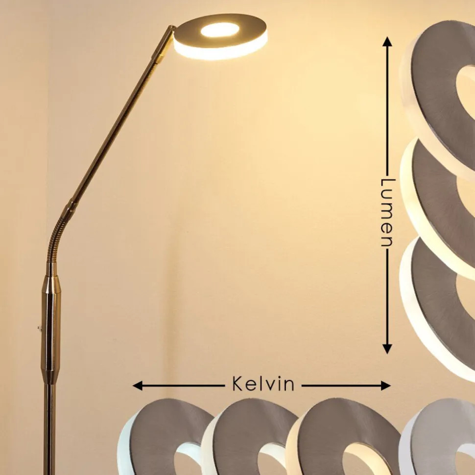 Lampadaire Gulkana Led Nickel Mat, 1 Lumiere, Changeur De Couleurs