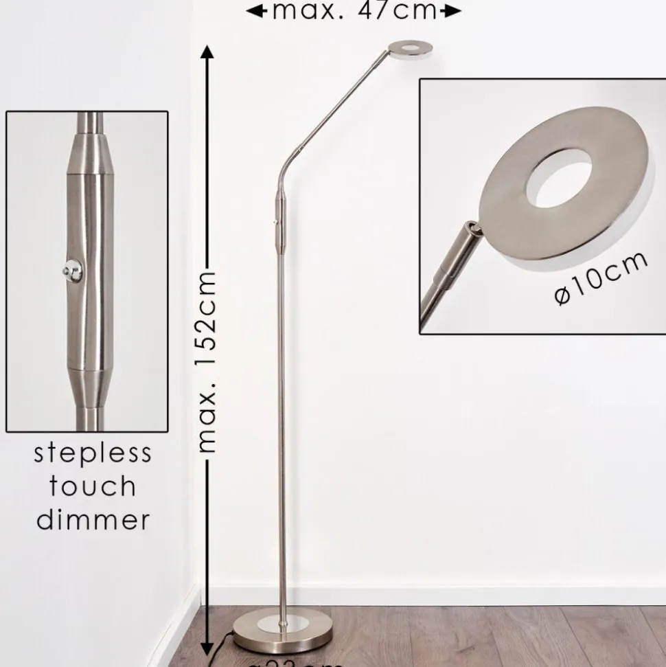 Lampadaire Gulkana Led Nickel Mat, 1 Lumiere, Changeur De Couleurs