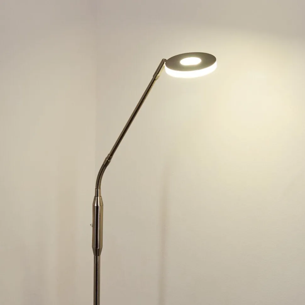 Lampadaire Gulkana Led Nickel Mat, 1 Lumiere, Changeur De Couleurs