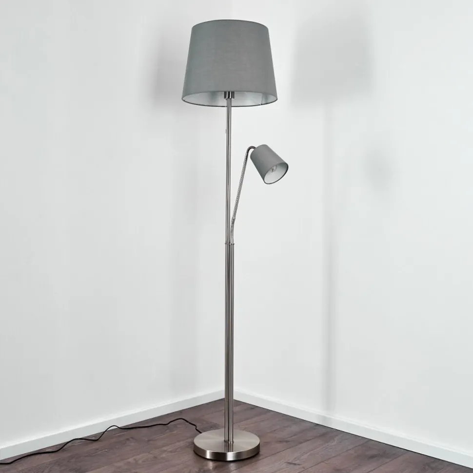 Lampadaire Gunstock Nickel Mat, 2 Lumieres