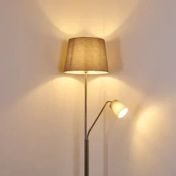 Lampadaire Gunstock Nickel Mat, 2 Lumieres