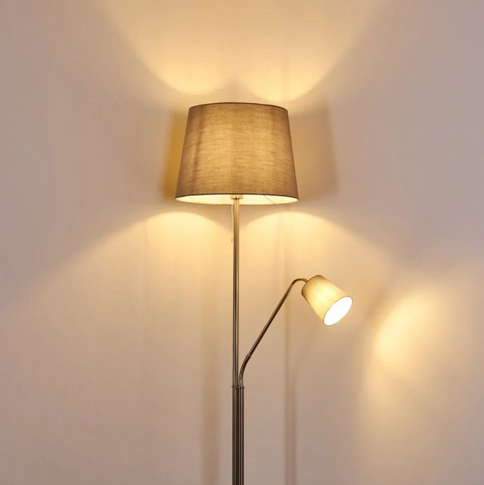 Lampadaire Gunstock Nickel Mat, 2 Lumieres