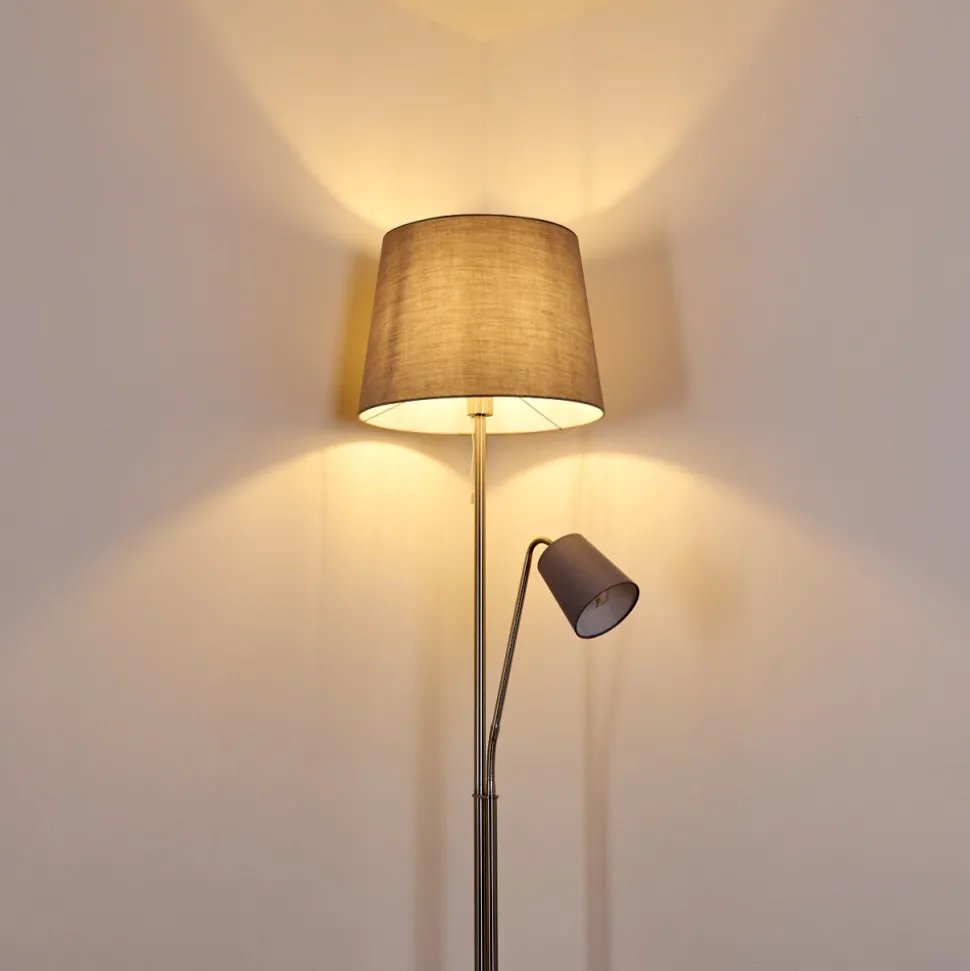 Lampadaire Gunstock Nickel Mat, 2 Lumieres
