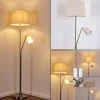 Lampadaire Gunstock Nickel Brillant, 2 Lumieres