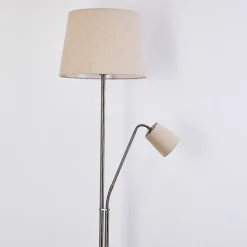 Lampadaire Gunstock Nickel Brillant, 2 Lumieres